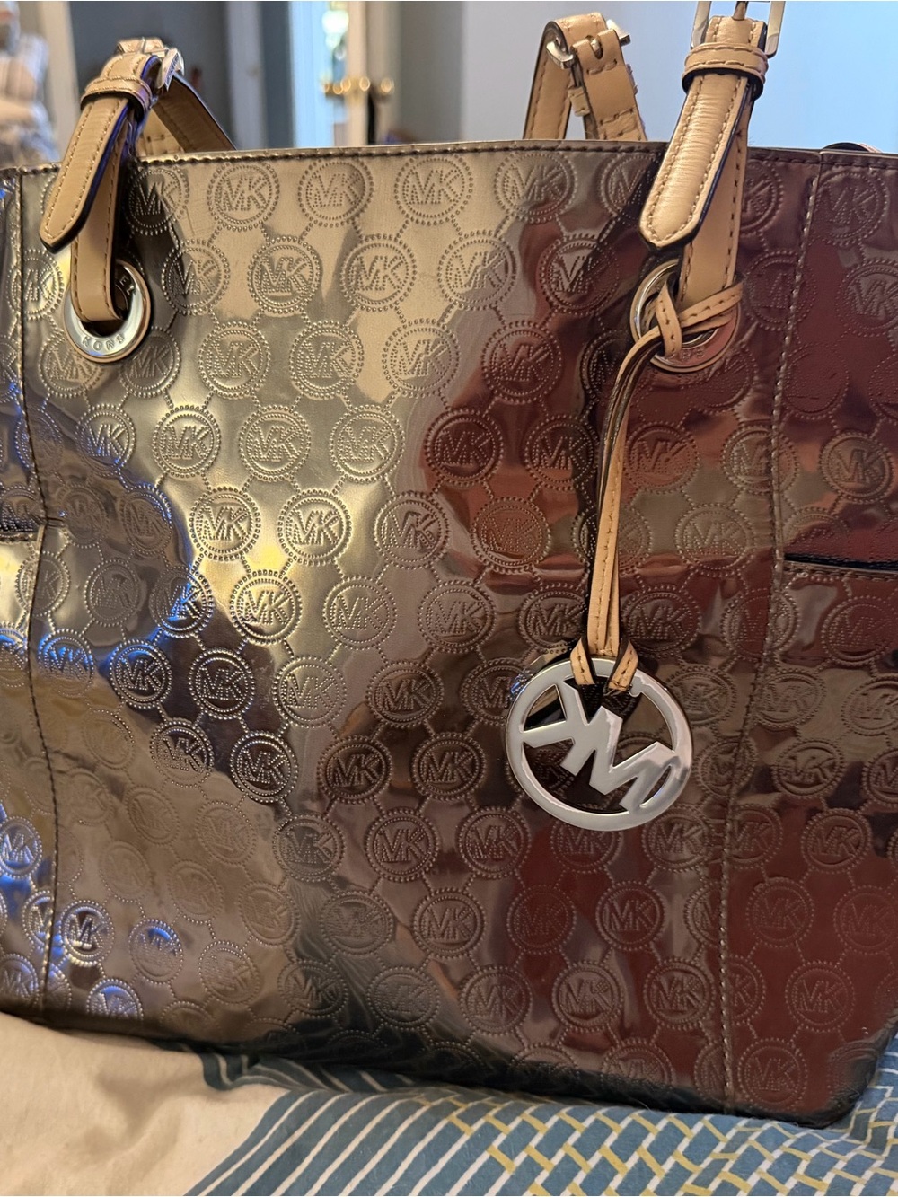 Michael Kors Jet Set Tote -Metallic Brown Logo Tote Bag
